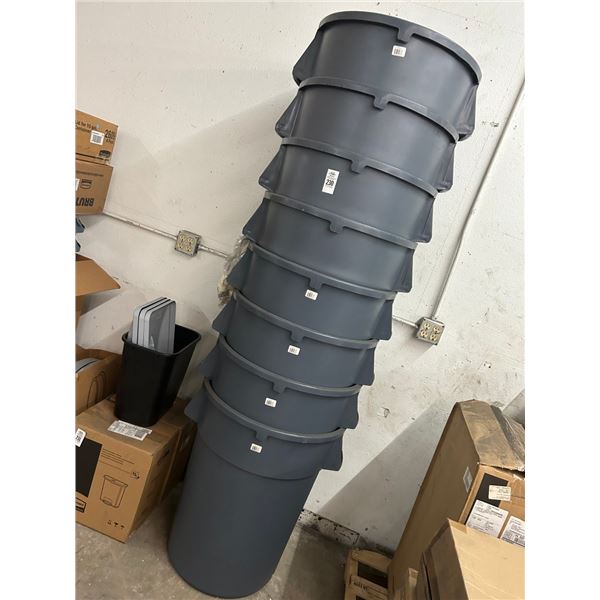 8-New Grey Large Waste Cans - 8 X $