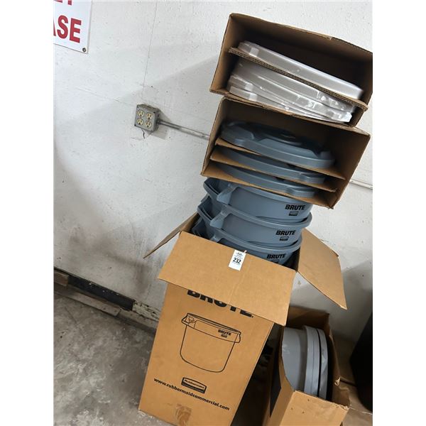 9-Brute Small Grey Lidded Waste Cans - 9 X $