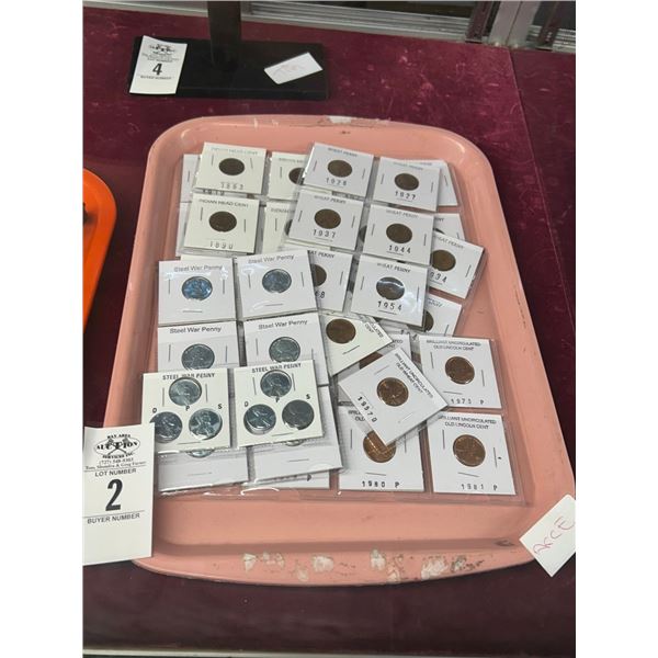 Asst. Steel War Pennies, Indian Head Pennies, Lincoln Head