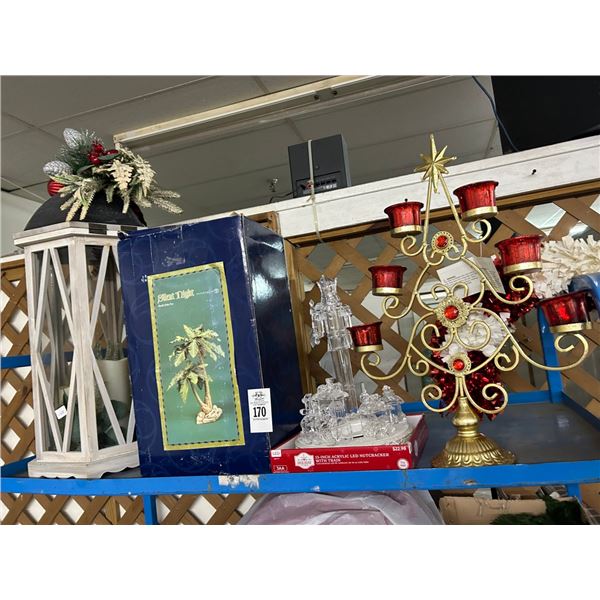 Silent Night Palm Tree, Large Holiday Lantern, Candleabra, Large Candy Canes