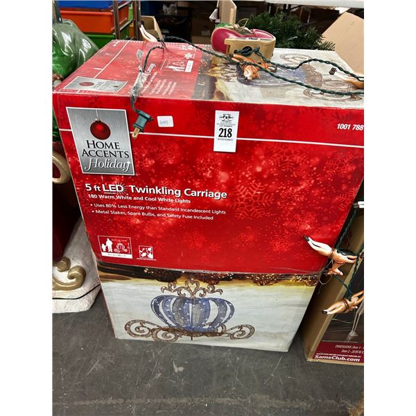 LED  5'  Twinkling Carriage Lawn Décor w/Santa and Reindeer