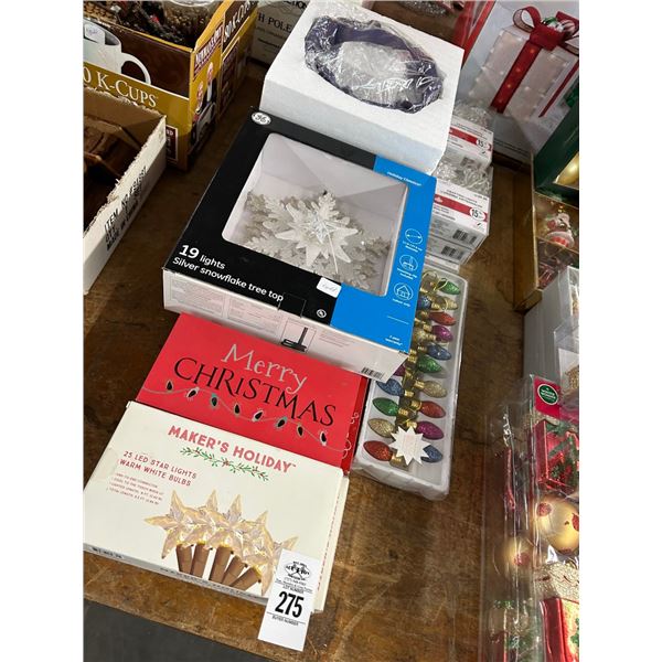 Snow Flake Tree Topper, Asst. Holiday Lights