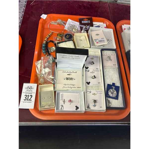 Sterling Silver/Asst. Fahion Jewelry w/Earrings, Pandora Style Disney Charms