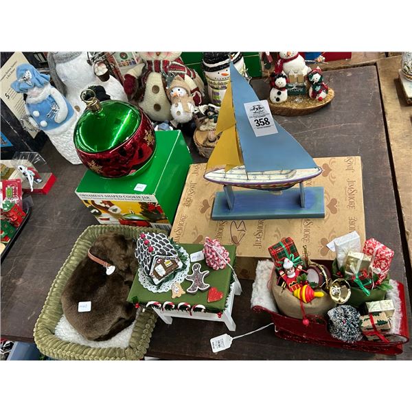 Holiday/Dog Figurines, Ornament Cookie Jar, Sailboat Décor