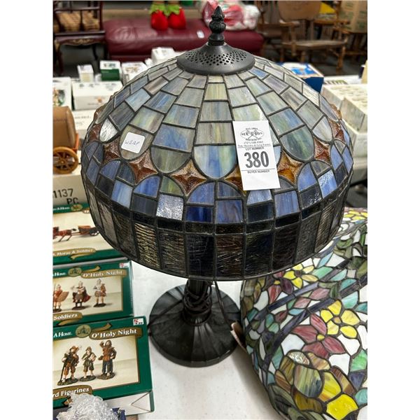 Bronze Base Leaded Glass Shade Lamp