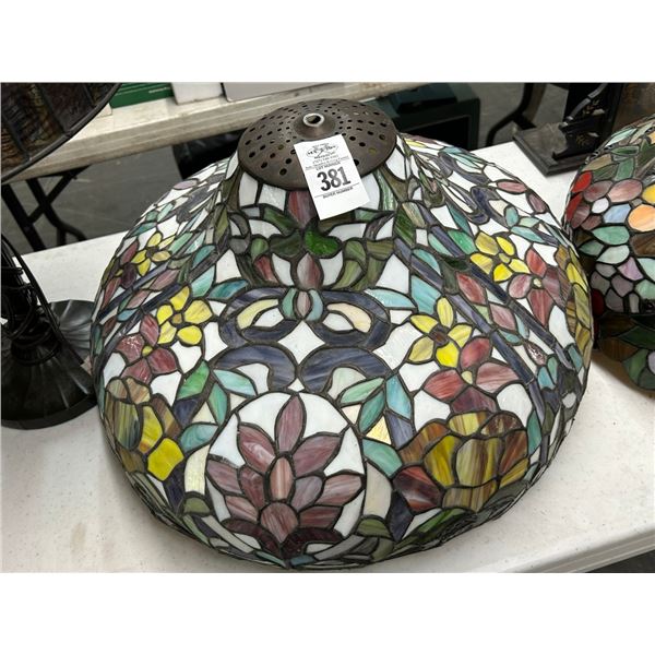 Large Floral Leaded Glass Lamp Shade