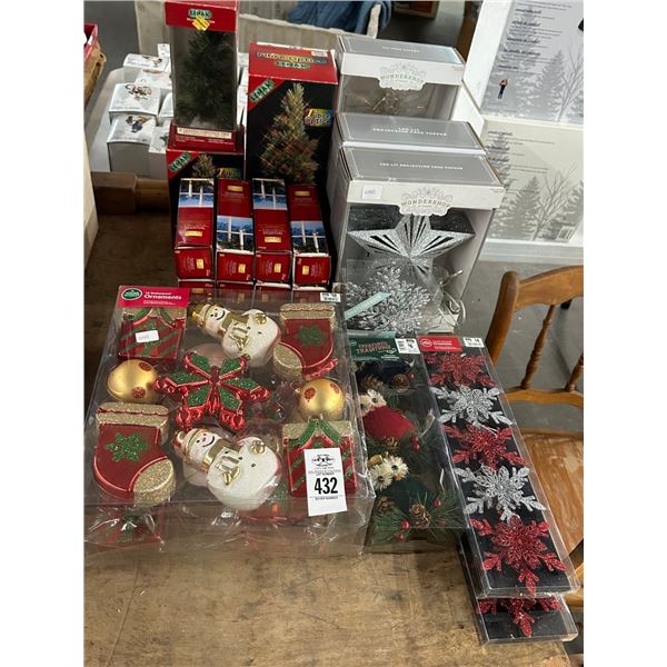 Tree Toppers, Ornaments, Lighted Candles, Fiber Optic Trees