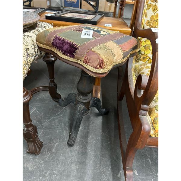 Ornately Carved Padded Stool