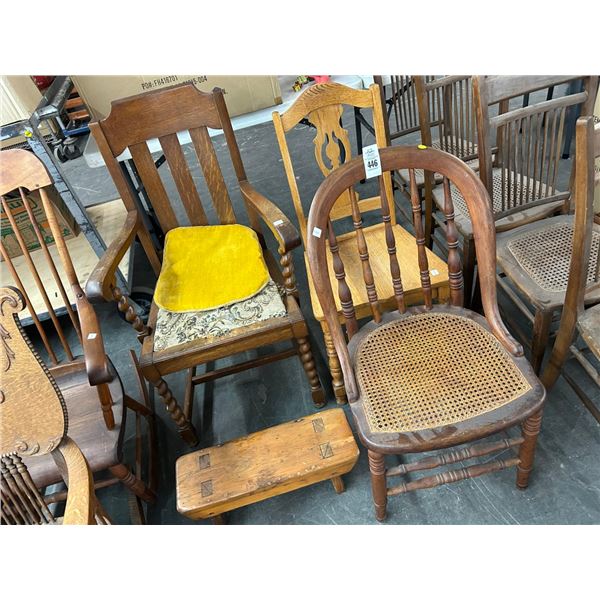 Old Oak Chairs 3 w/Small Step Stool
