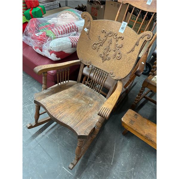 Carved Tiger Oak Rocker