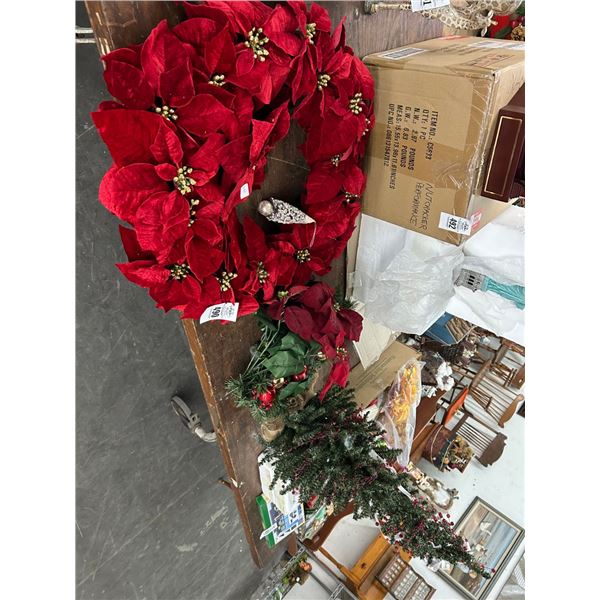 Mini Christmas Tree, Poinsettia Wreath