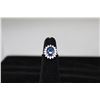 Image 2 : 14K WG Sapphire/Diamond Ring w/One Oval Mixed Cut Sapphire and 16 Round Cut