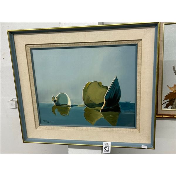 Framed Oil On Canvas Wall Art Signed Swartscoff - 20"  X  24"