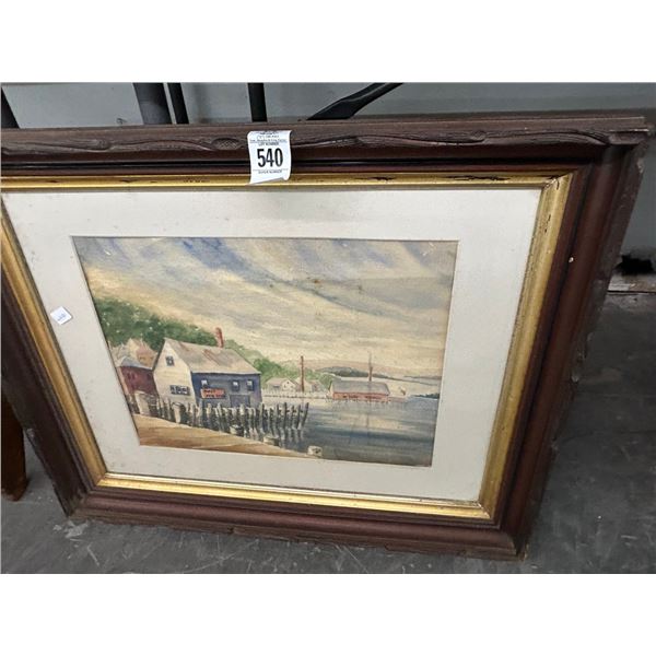 Framed Wall Art Harbor Scene - 24"  X  24"