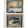 Image 1 : Framed Country Snow Scene Wall Art Signed Swartscoff - 2