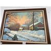 Image 3 : Framed Country Snow Scene Wall Art Signed Swartscoff - 2