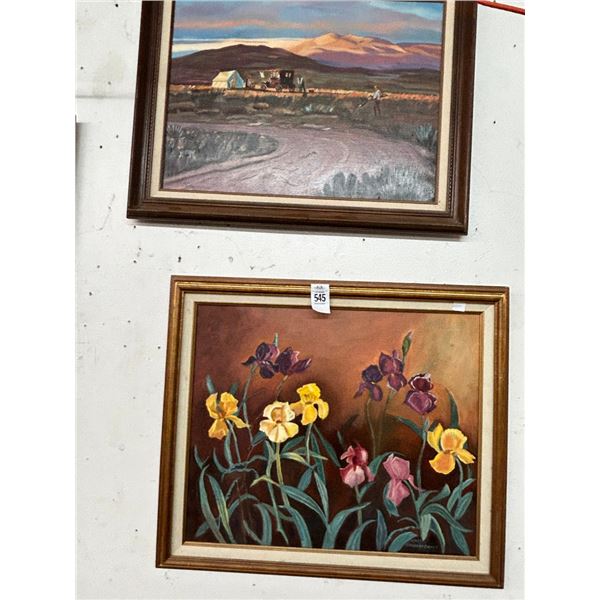 Framed WaLL Art Floral/Western Scene Signed Swartscoff - 2