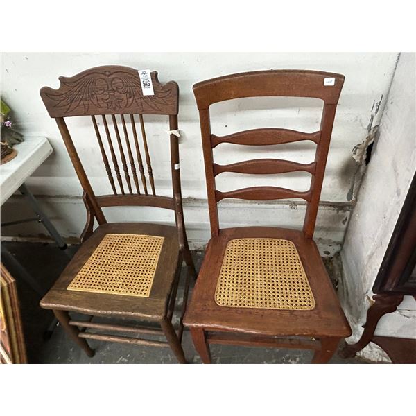 Old Oak Rush Seat Chairs - 2