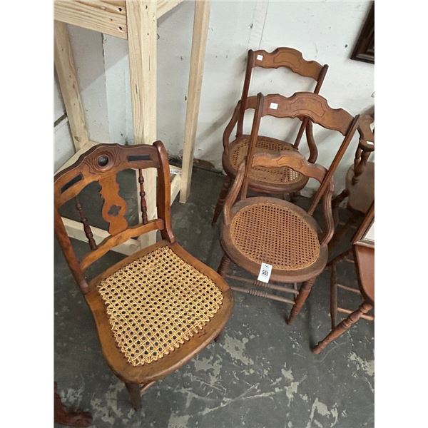 Antique Oak Rush Seat Chairs - 3