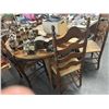 Image 2 : Distressed Round Dining Table w/2 Leaves, 6 Ladderback Chairs