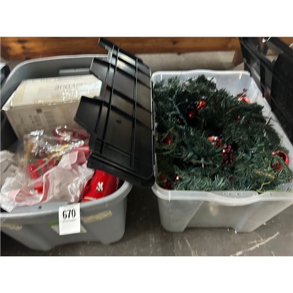 Lidded Bins 2 w/Christmas Décor