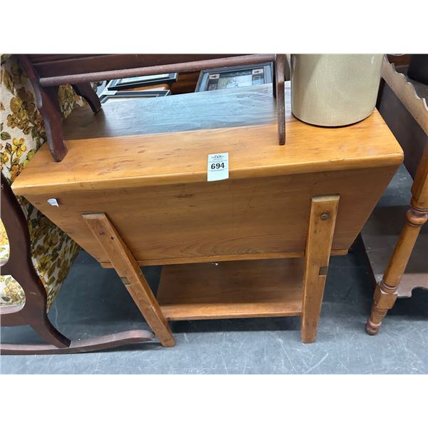 Footed Wooden Storage Bin