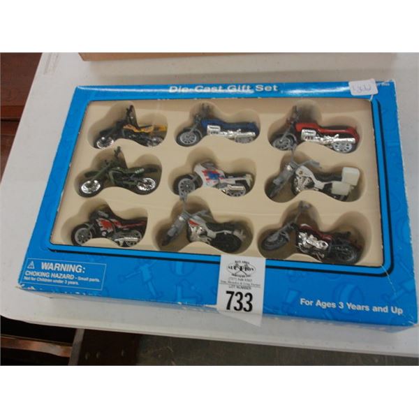 Die Cast Motorcycle Set of 9