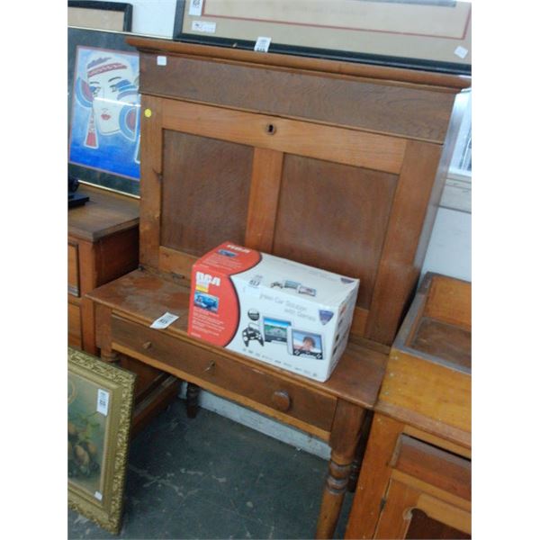 Antique Tiger Oak Drop Front Desk
