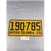 Image 1 : 1955 BC License Plate