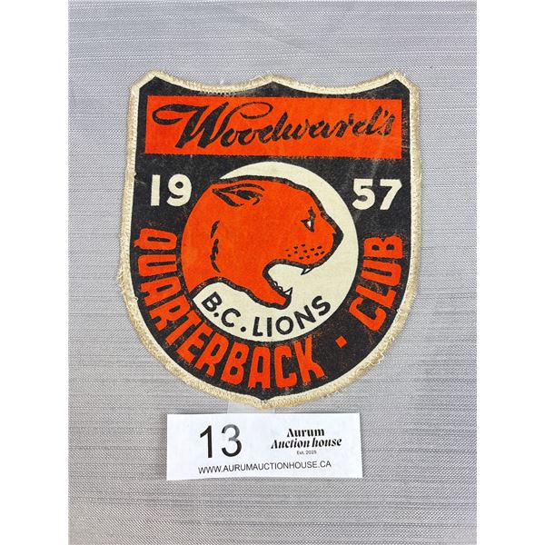 1957 BC Lions Quarterback Club Patch