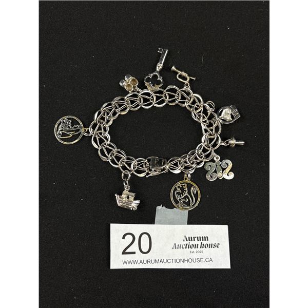 Very Nice Sterling Silver Charm Bracelet w/ Charms Some Charms are Not Silver