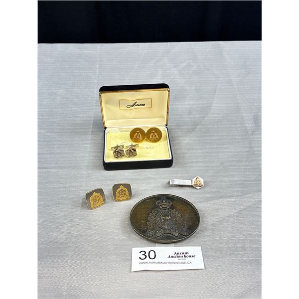 Lot of RCMP Cuff Links Three Sets + Belt Buckle