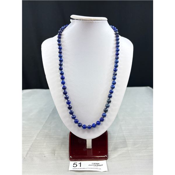 Hand Knotted Lapis Lazuli Necklace with 14k Clasp