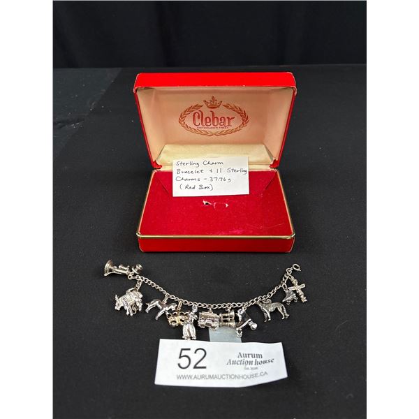 Sterling Charm Bracelet + 11 Sterling Charms - 37.76 gr (Red Box)