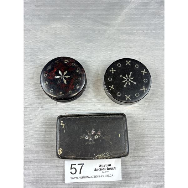 3 Antique Inlaid Snuff Boxes