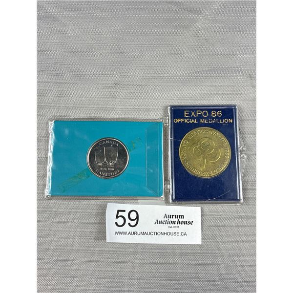 Manitoba 100 Years Token and Expo 86 Medallion