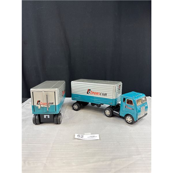 Vintage Made in Japan Tin Friction Truck and Trailors