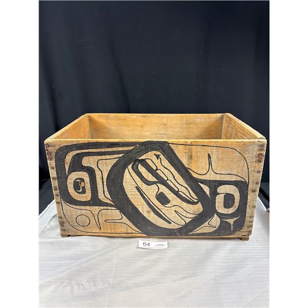 Vintage Wooden Crate w/ Native Paintings on Side