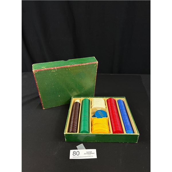 Antique Boxed Set of Bakelite? Poker Chips