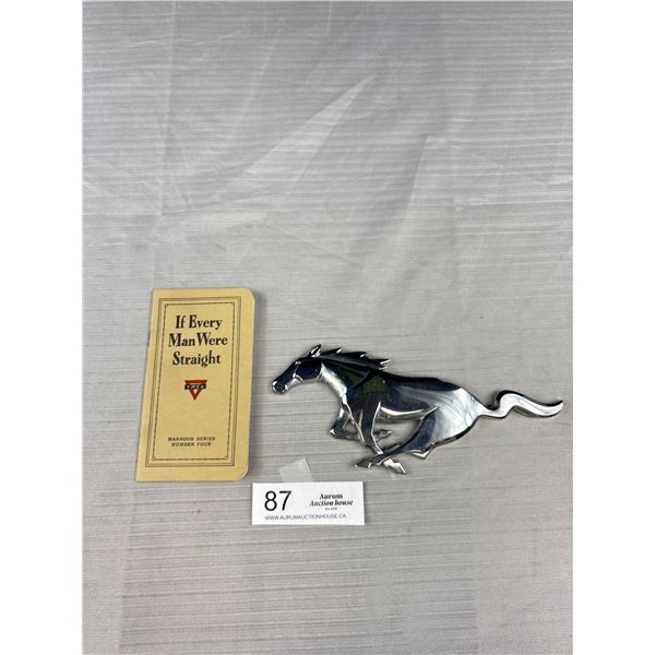 Vintage Mustang Car Emblem and YMCA Booklet 'If Every Man Were Straight'