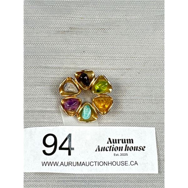 Lovely Vintage Wreath Style Brooch w/Various Precious Stones