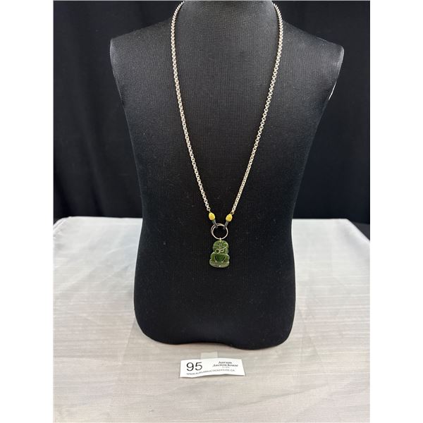 Vintage Carved Jade Inuit Pendant w/Chain