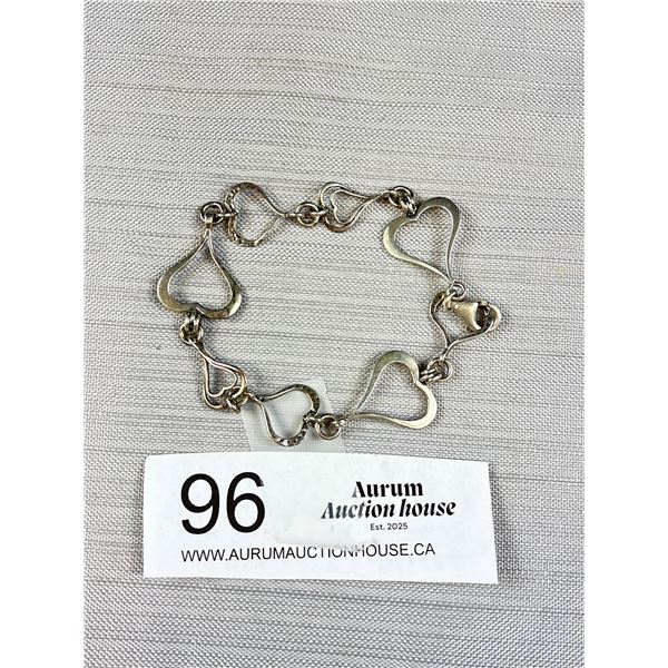 .925 Silver Heart Link Bracelet
