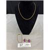 Image 1 : Pretty Vintage Earrings, Bracelet and Chain Necklace