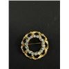 Image 2 : Lovely Goldtone Brooch w/ Circle of Light Blue Stones