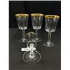Image 3 : Lot of 10 Gold Rim Crystal Glasses