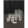 Image 1 : Lot of 12 Short and Tall Glass Etched Glasses