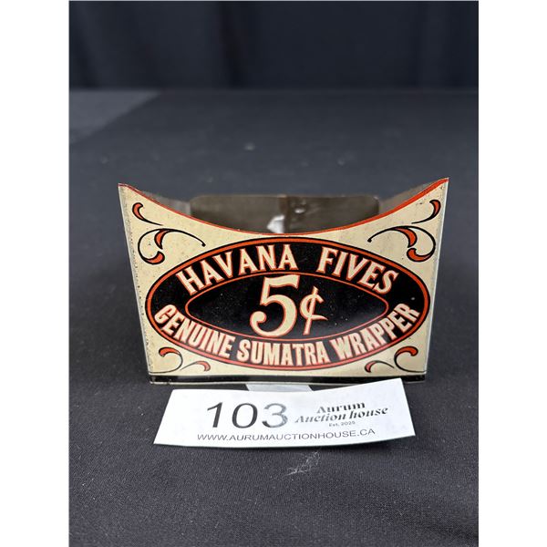 Antique Havana Fives 5 Cent Store Display Cigar Jar Holder