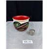 Image 1 : 2 Vintage Native Pieces, Ceramic Bowl and Lidded Pewter Container