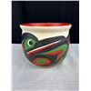 Image 2 : 2 Vintage Native Pieces, Ceramic Bowl and Lidded Pewter Container